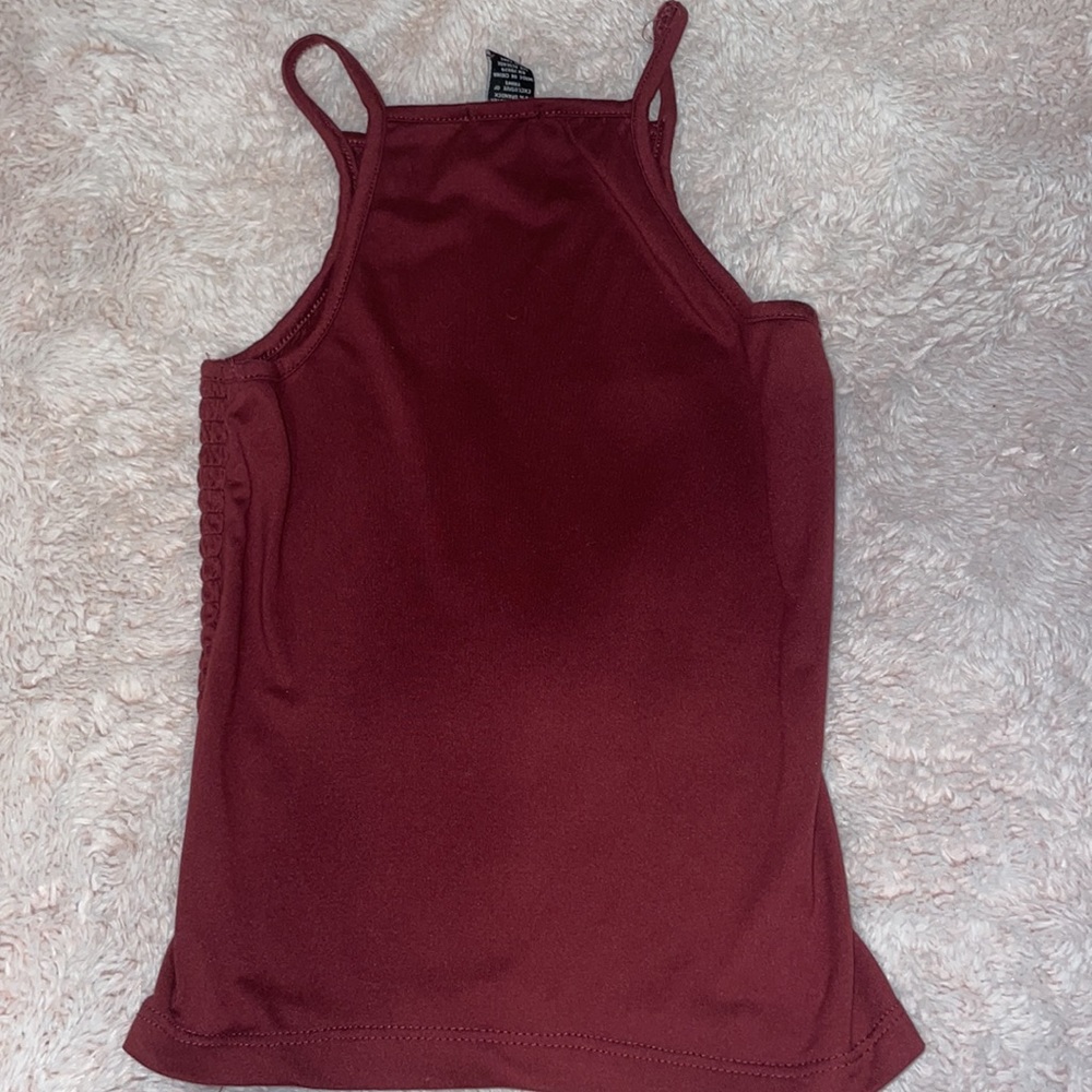 Maroon Ribbed Tank Rue21 - Picture 2 of 3